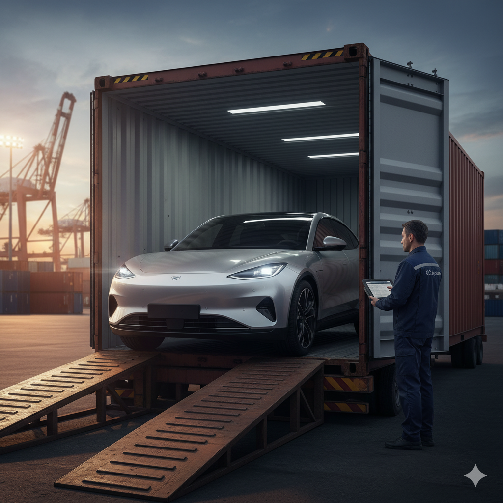 Процесс профессиональной доставки автомобиля из Китая в контейнере.