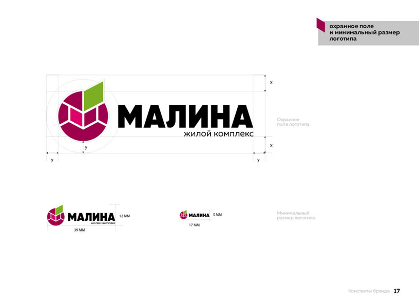 Охранное поле. Охранное поле вокруг логотипа. Брендбук охранное поле. Фирменный стиль малина. Малина логотип фирменный стиль.