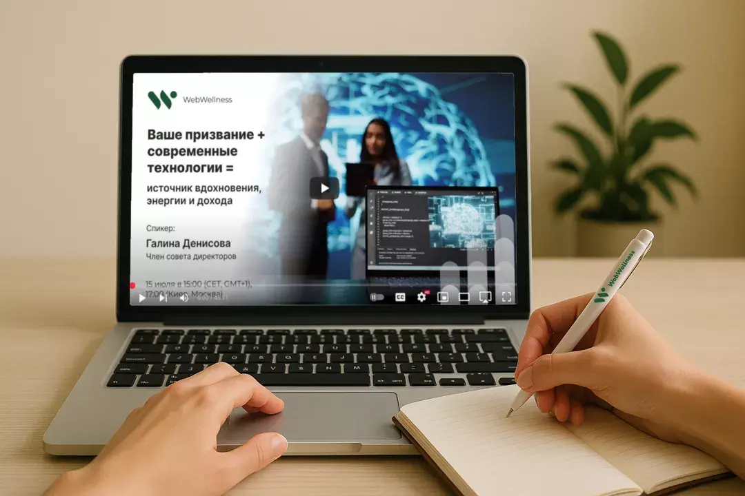 Смотрю вебинар WebWellness в YouTube