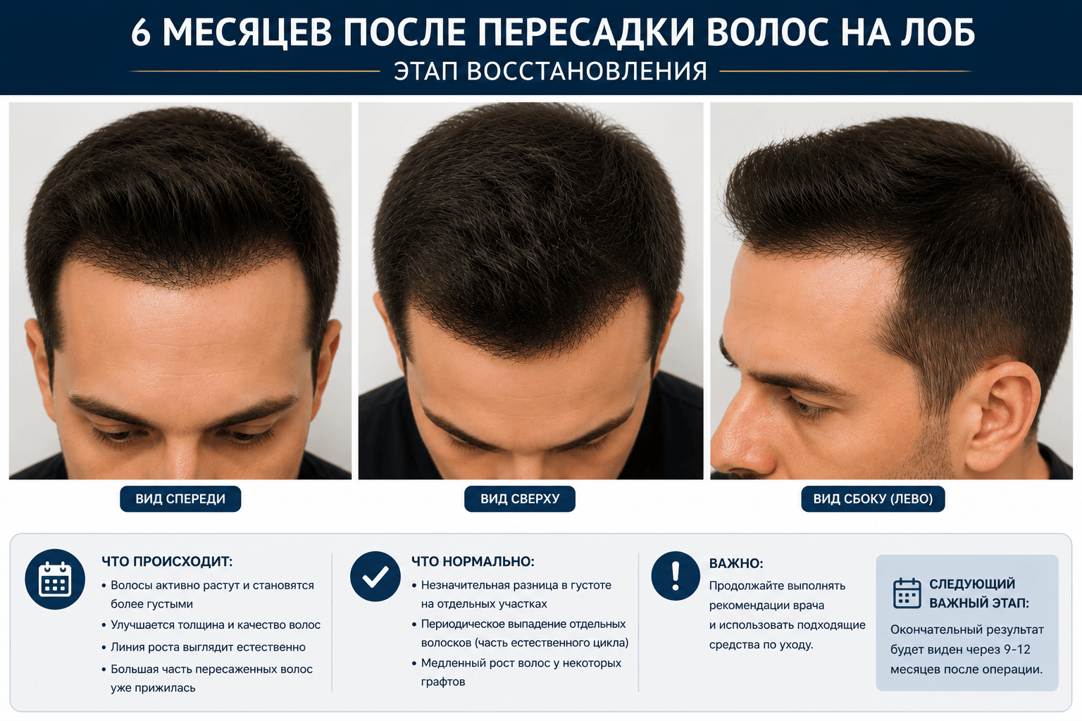 восстановление после пересадки волос на лоб 6 месяцев