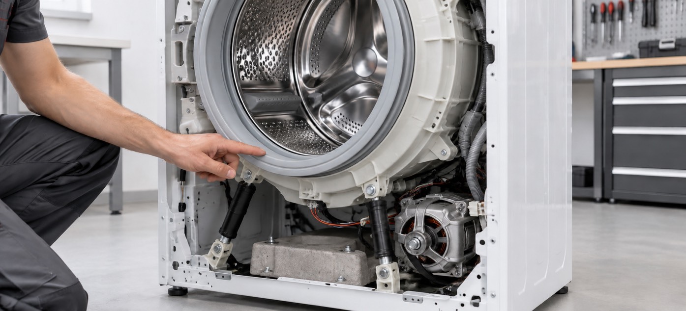 Стиральная машина в разрезе — ТЭН, амортизаторы и двигатель