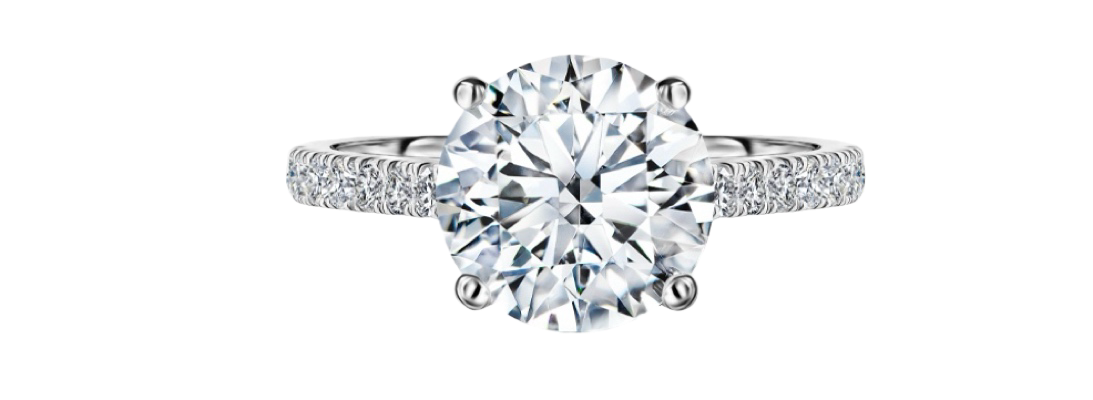 Кольцо для помолвки с круглым выращенным бриллиантом