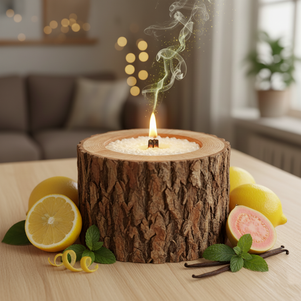 Свеча в спиле дерева с ароматом Цитрусовый взрыв