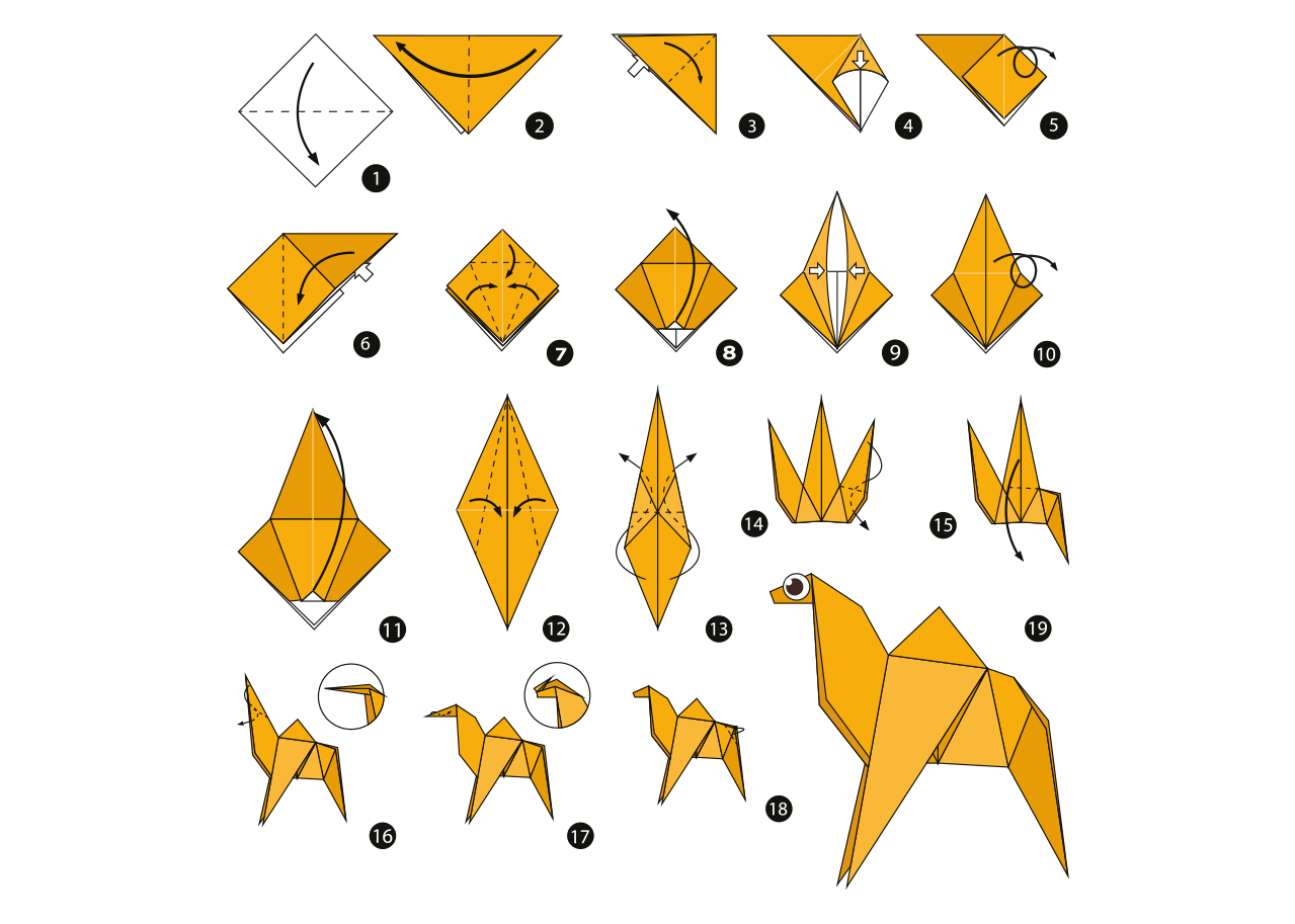Верблюд оригами схема простая для детей