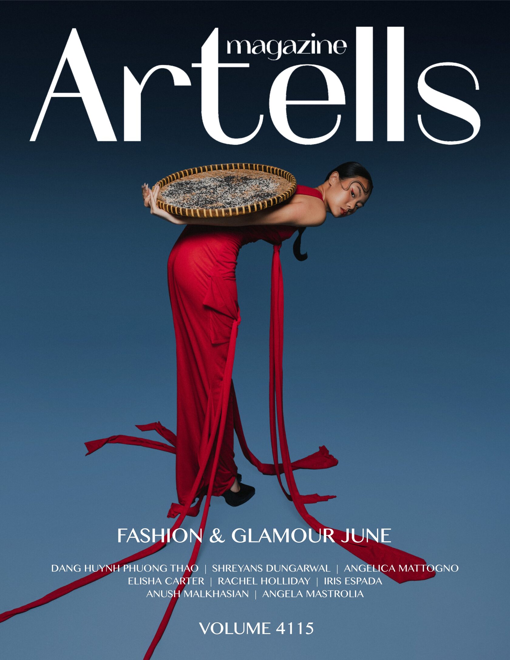 Artells Magazine Fashion and Glamour June cover in red and blue
