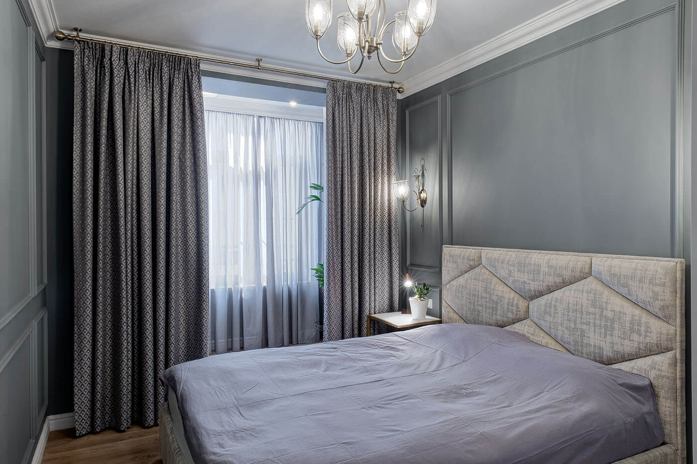 Опалиха - Дизайн интерьера спальня, кровать, тумба