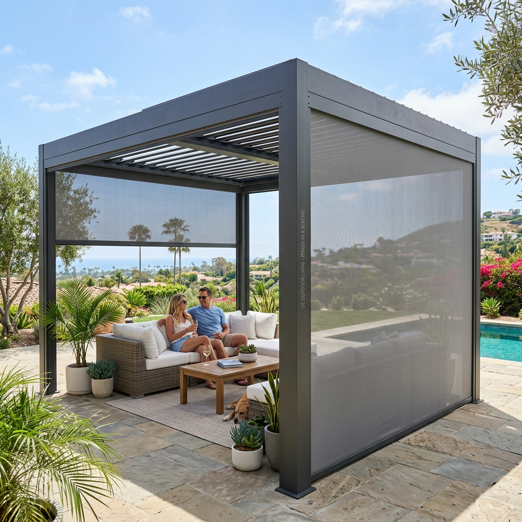 wind-resistant pergola screens for outdoor patio