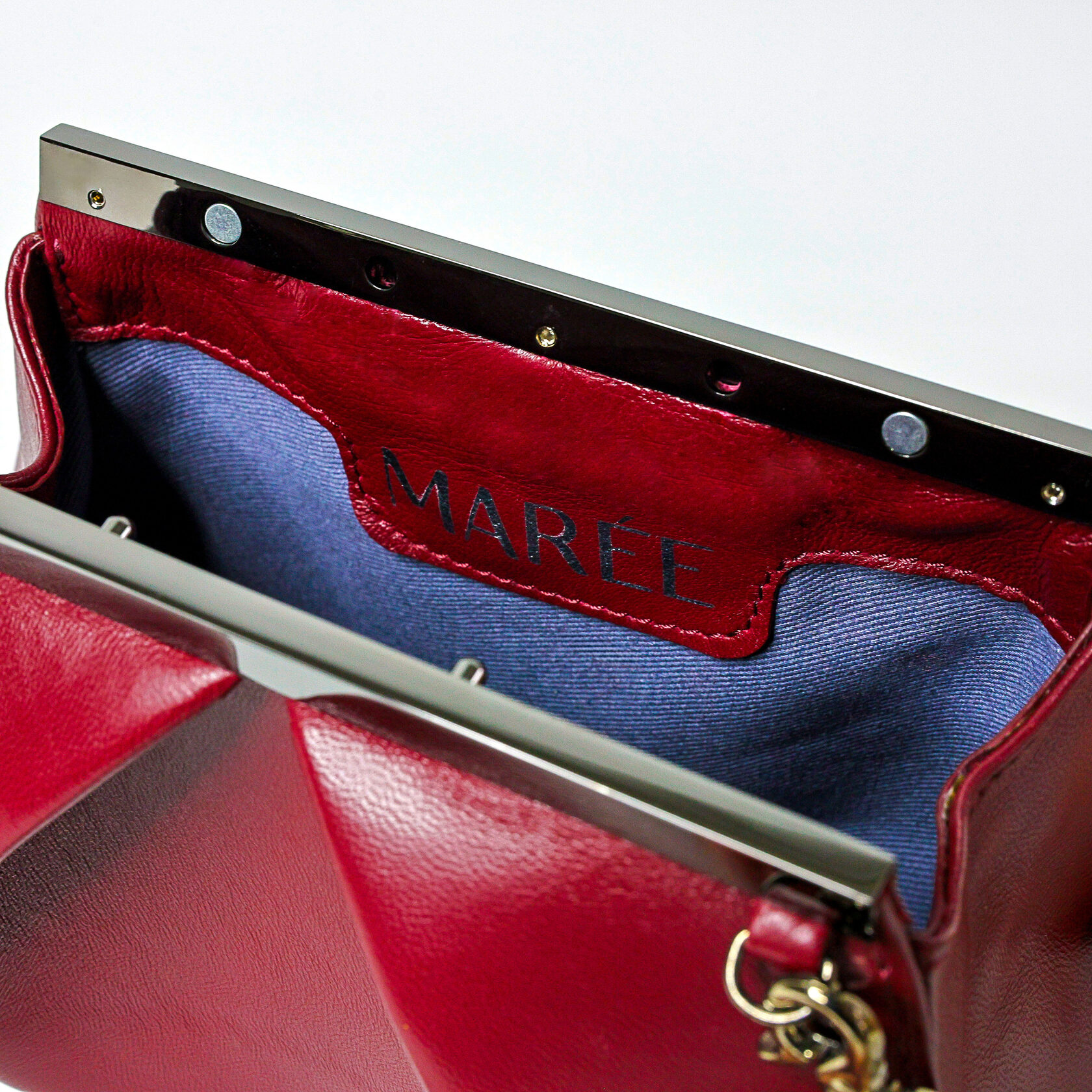  каркасный клатч Drop на магнитном фермуаре бордового цвета из натуральной кожи премиум качества