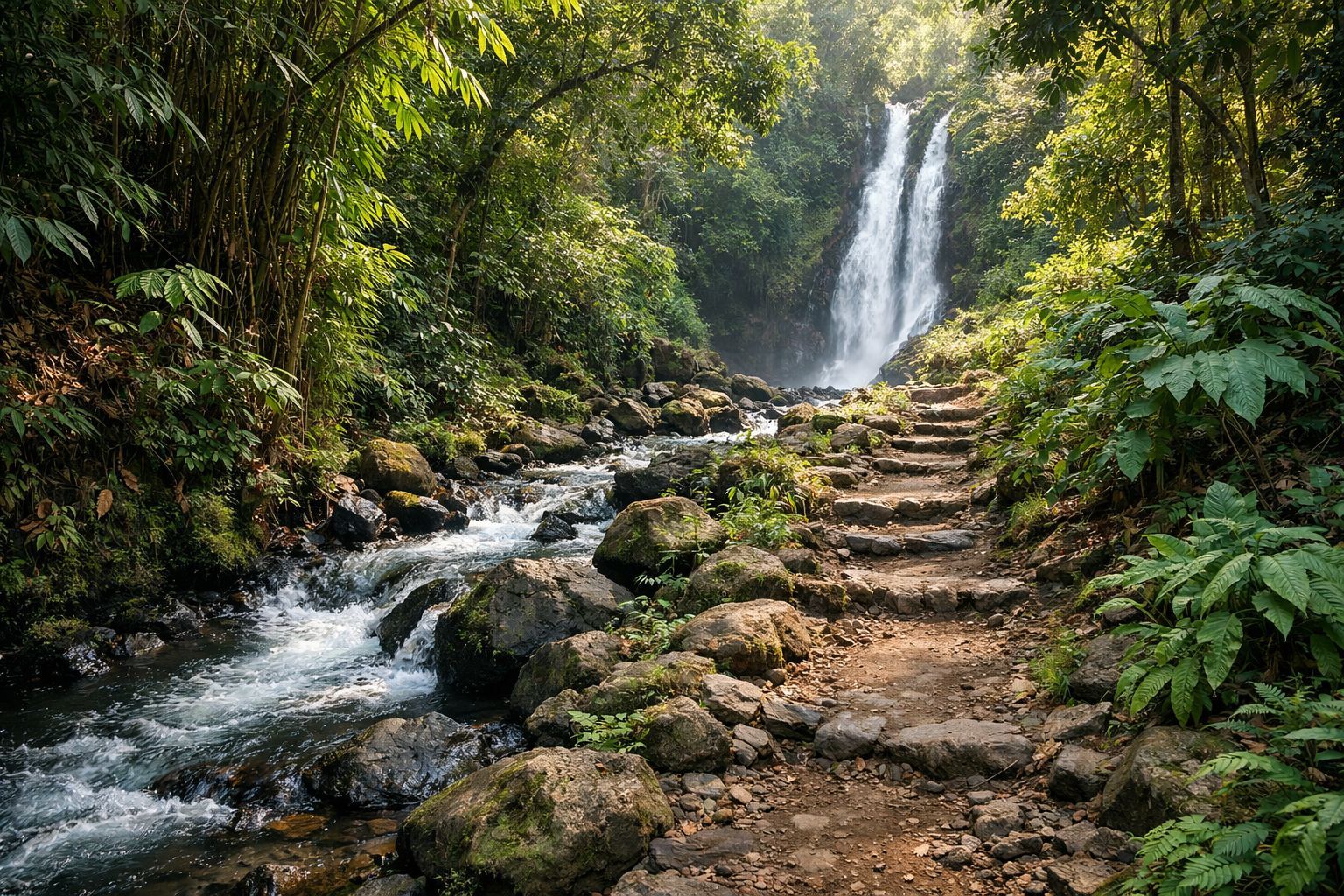 Air Terjun Aling-Aling di Desa Sambangan Buleleng dengan kolam alami dan tebing hijau