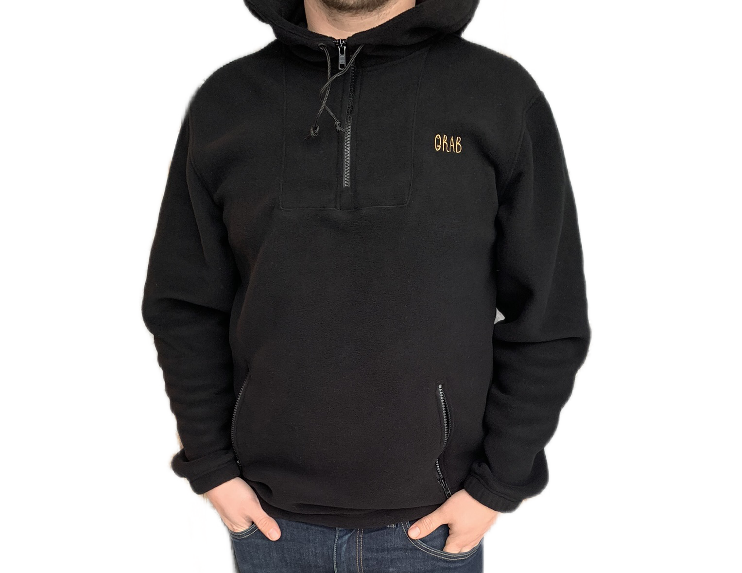 Толстовка флисовая с капюшоном GRAB, черная