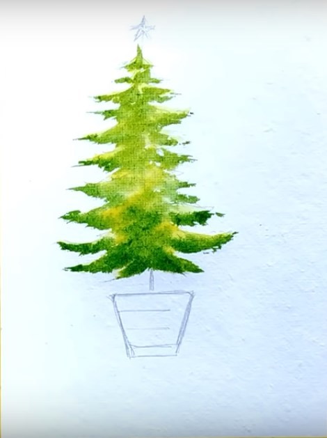 ✓Как рисовать новогоднюю елку акварелью - бесплатные фото уроки для детей.