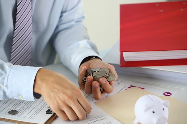 Businessman with piggy bank