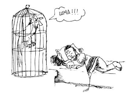 Шма Исраэль перед сном - юмористический рисунок художника Йосифа Лихтарева