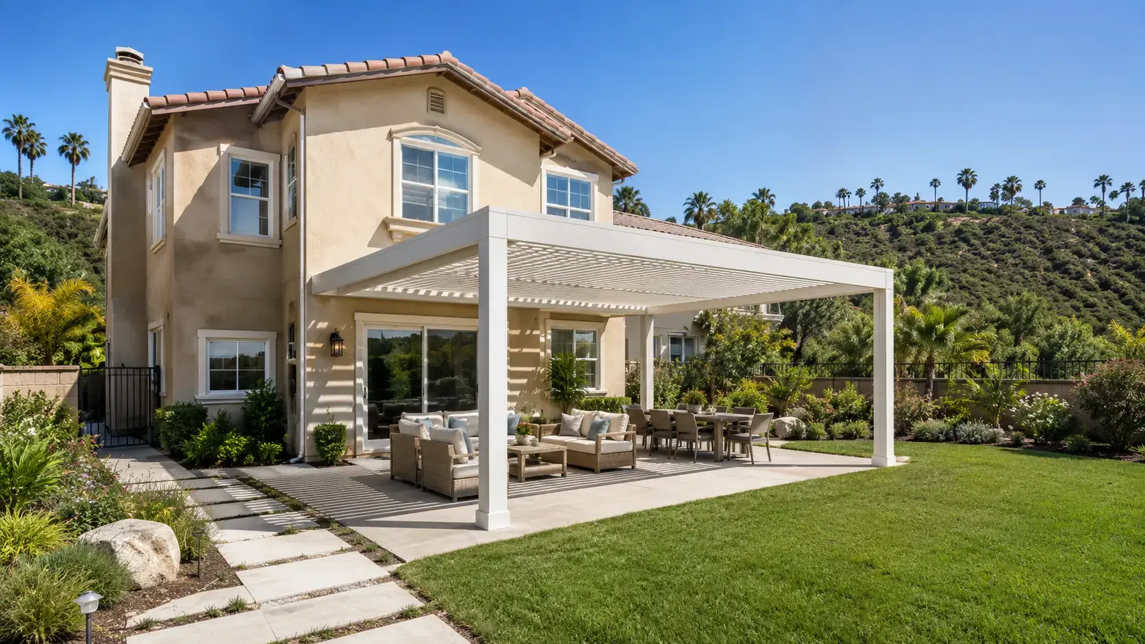 aluminum pergola for Palos Verdes Estates backyard outdoor living