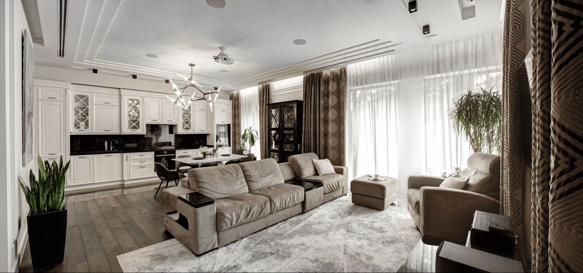 ЖК парк Рублево - Дизайн интерьера гостиная-кухня