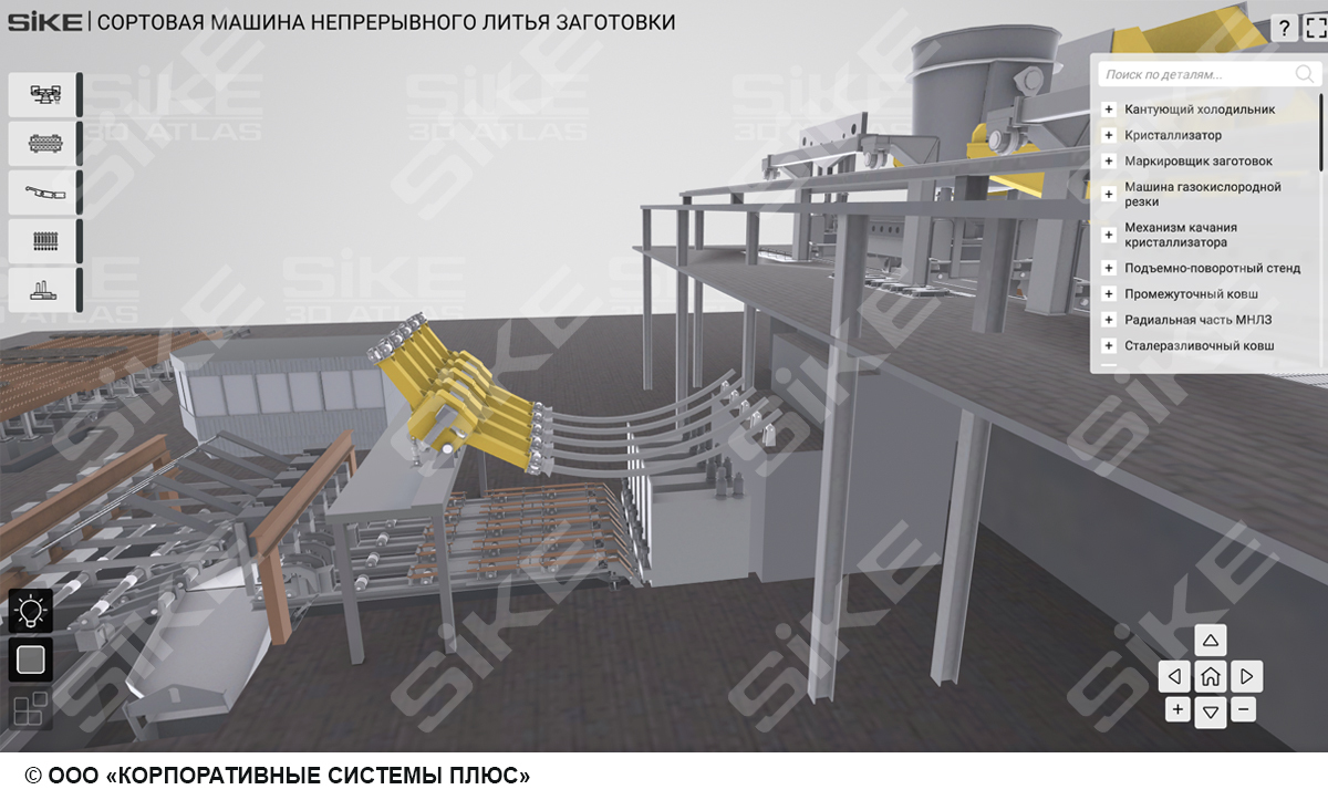 Устройство сортовой машины непрерывного литья заготовок (МНЛЗ) — SIKE  Интерактивный тренажер (3D Атлас 2.0) для изучения оборудования
