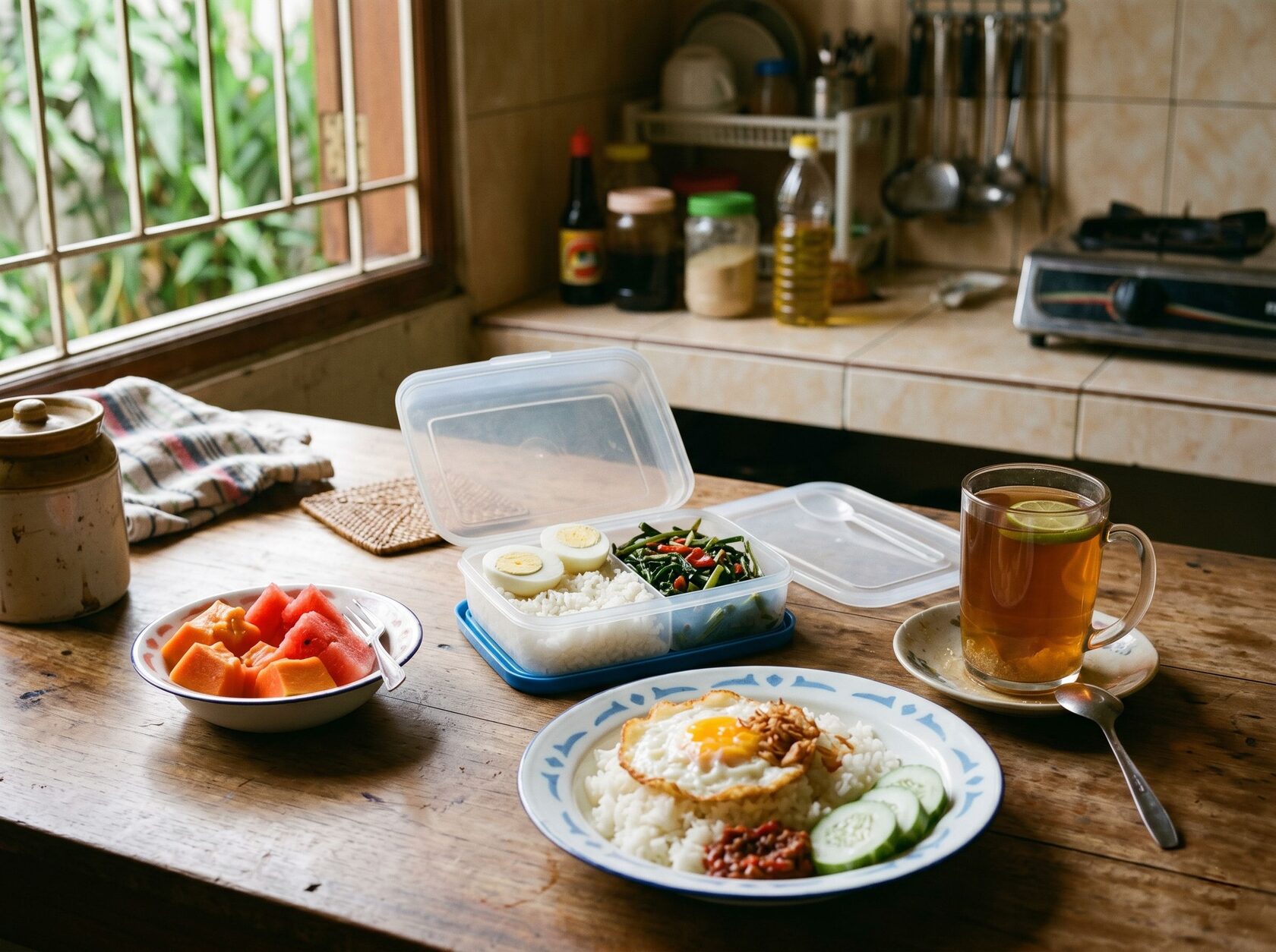 sarapan sederhana orang Indonesia di pagi hari