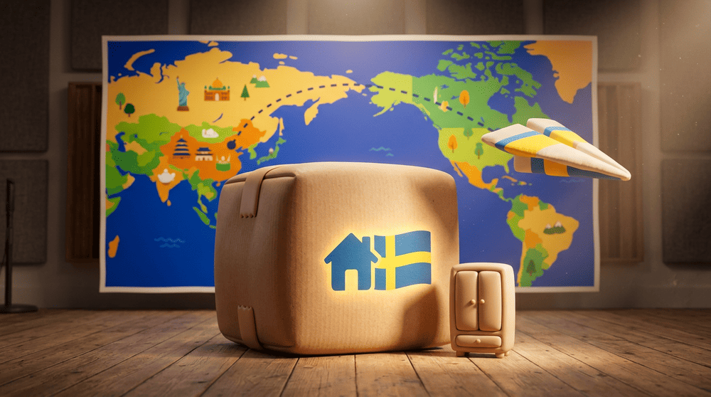 Коробка IKEA с маршрутом доставки из Китая в Россию