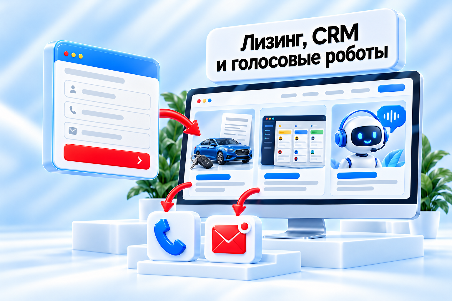 Лизинг, CRM и голосовые роботы — иллюстрация проекта