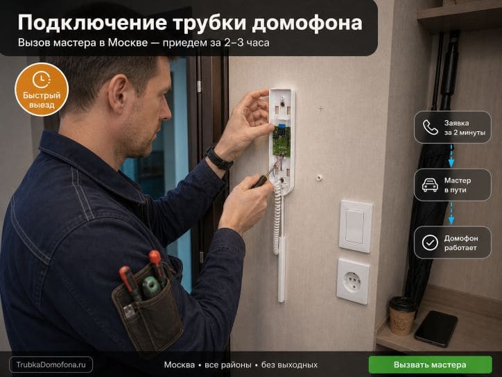 Подключение трубки домофона в квартире в Москве — вызов мастера за 30 минут