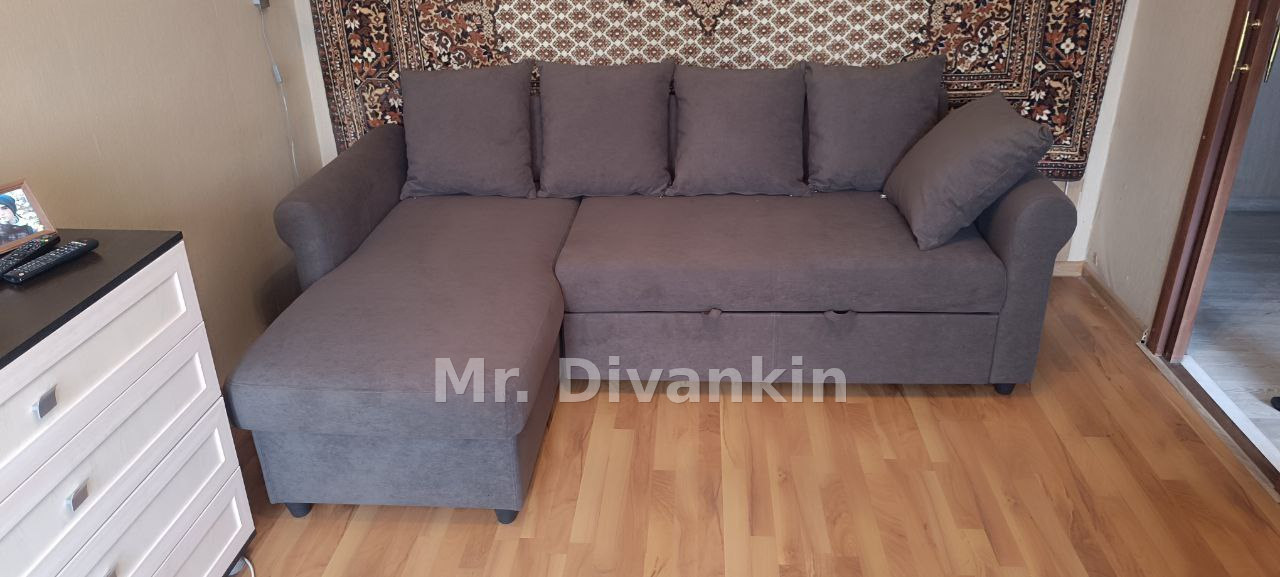 Угловой диван с подушками: после перетяжки — Mr. Divankin
