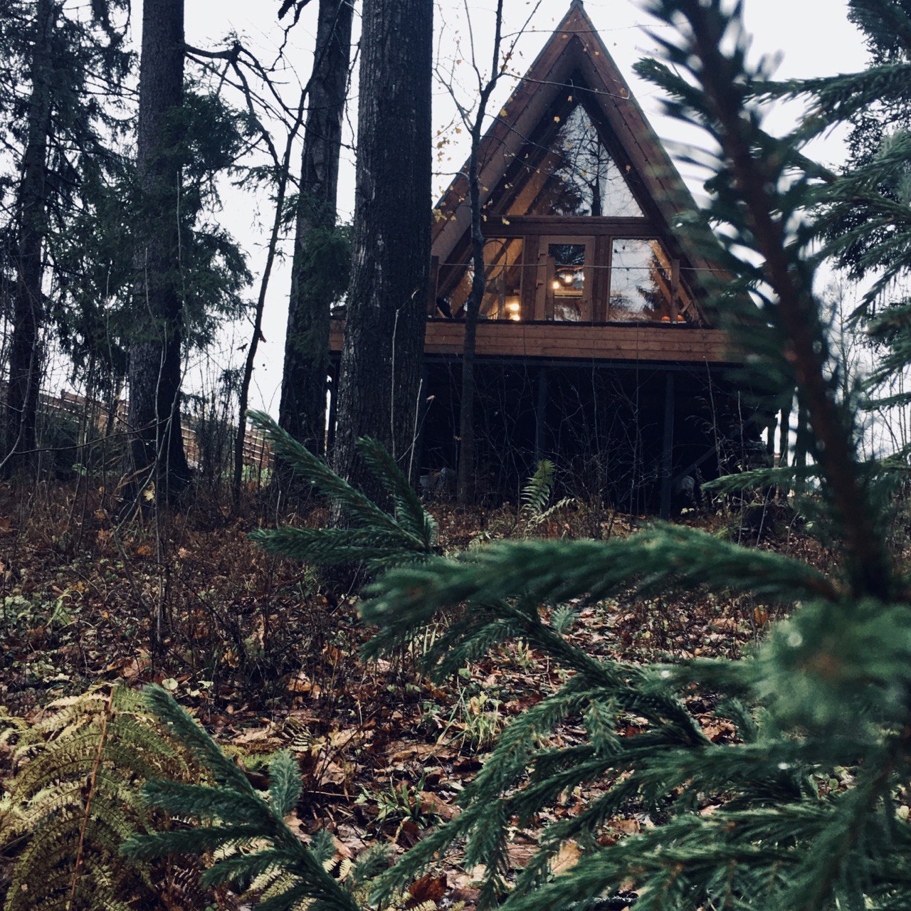 Аренда лесного домика A-Frame в Хлыбах