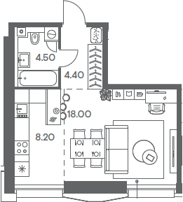 Студия 26,2 м²