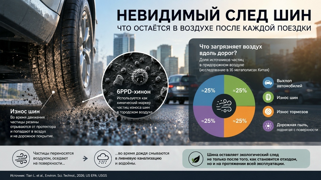 Автомобильный воздушный фильтр с городской пылью — источник проб для поиска частиц износа шин