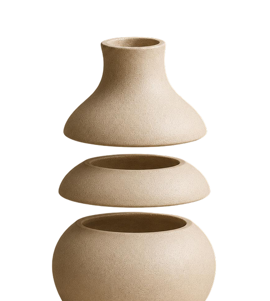 Sculptural handmade ceramic vase in warm beige