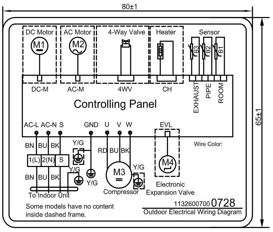 Схема подключения внешнего блока Dahatsu DHP/DHV