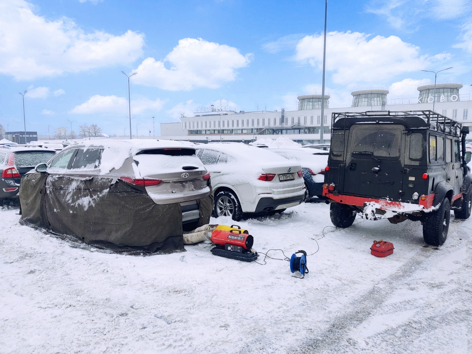 Отогревание автомобиля тепловыми пушками