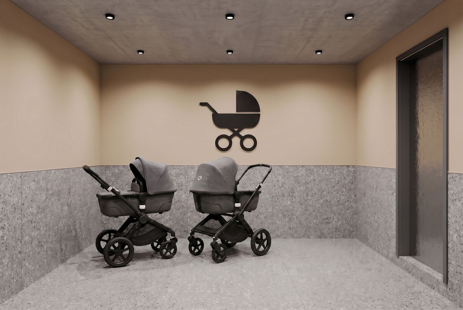 Shared stroller storage area – Zen Gardens, Bar