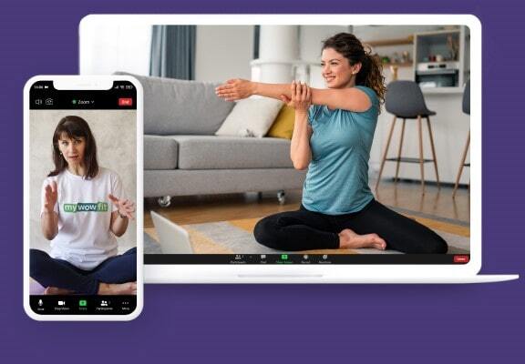 Woman doing shoulder mobility exercises with online coach