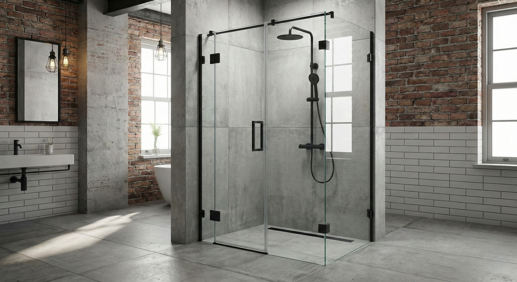 Стеклянная душевая кабина современная