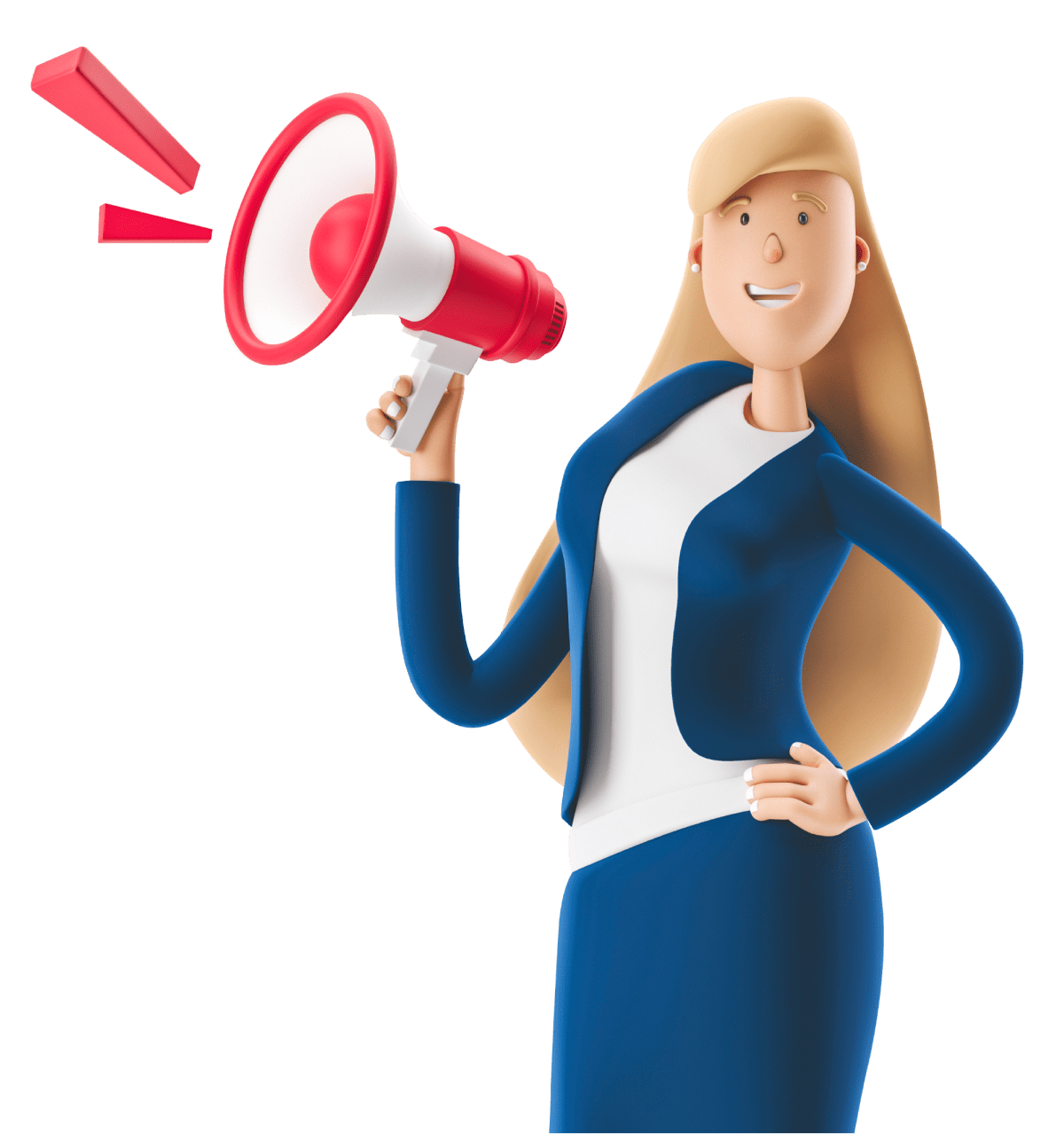 девушка с мегафоном иллюстрация 3D