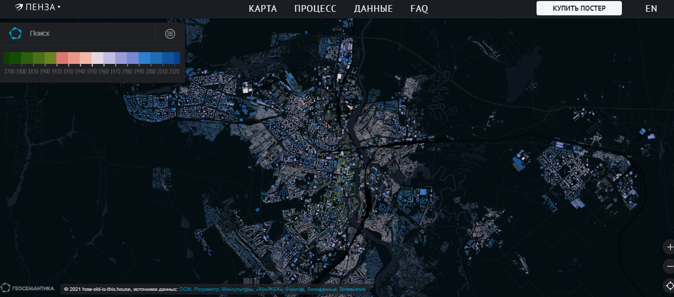 Карта возраста домов спб