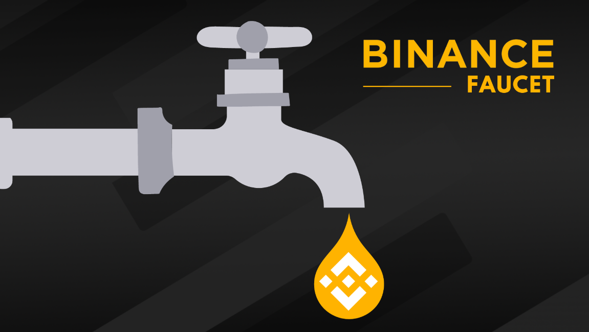 A faucet dripping with BNB coins to symbolize Binance Faucet