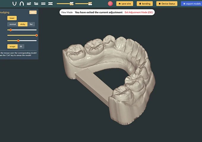 Редактирование модели челюсти и основание модели в OrthoWireLab
