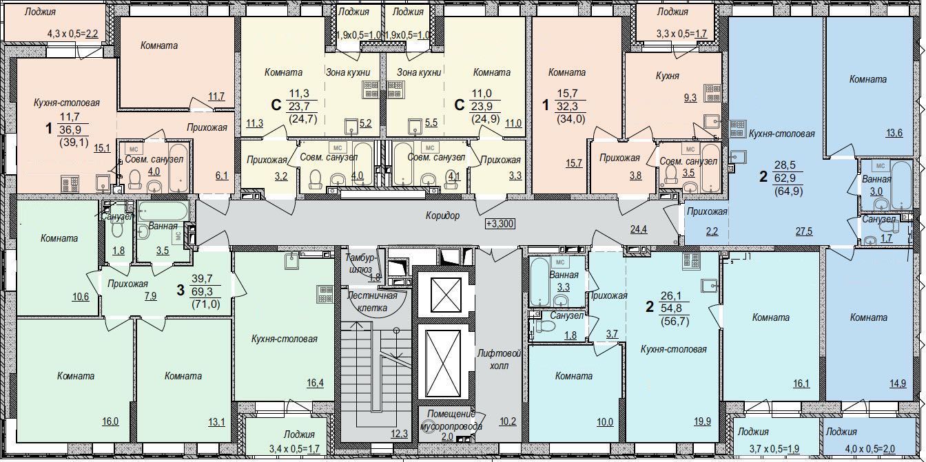 Планировки «Скандинавия 2» — Ижевск Секция 2 — 14 этажей