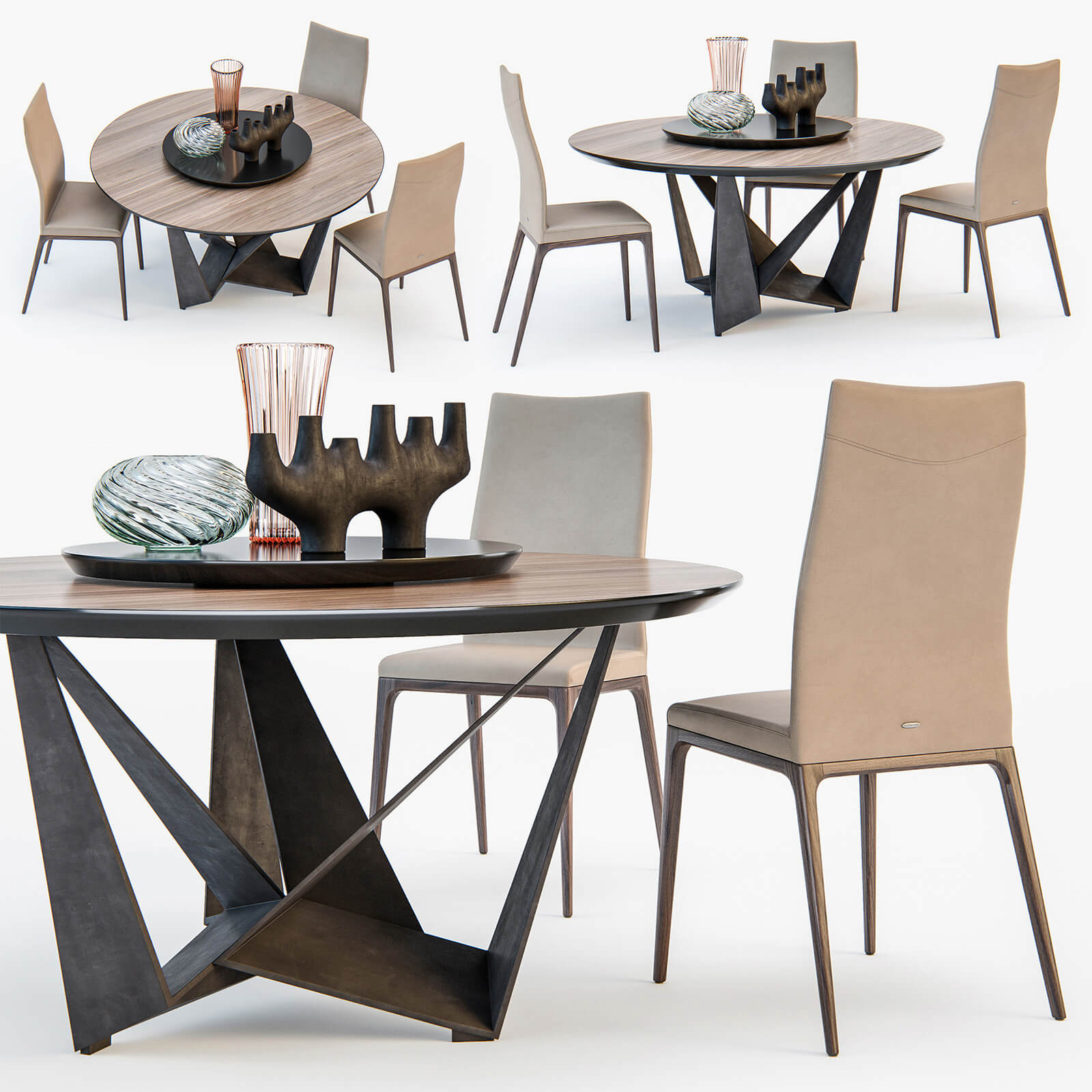 Cattelan Italia Skorpio Round Table Magda Chair Set