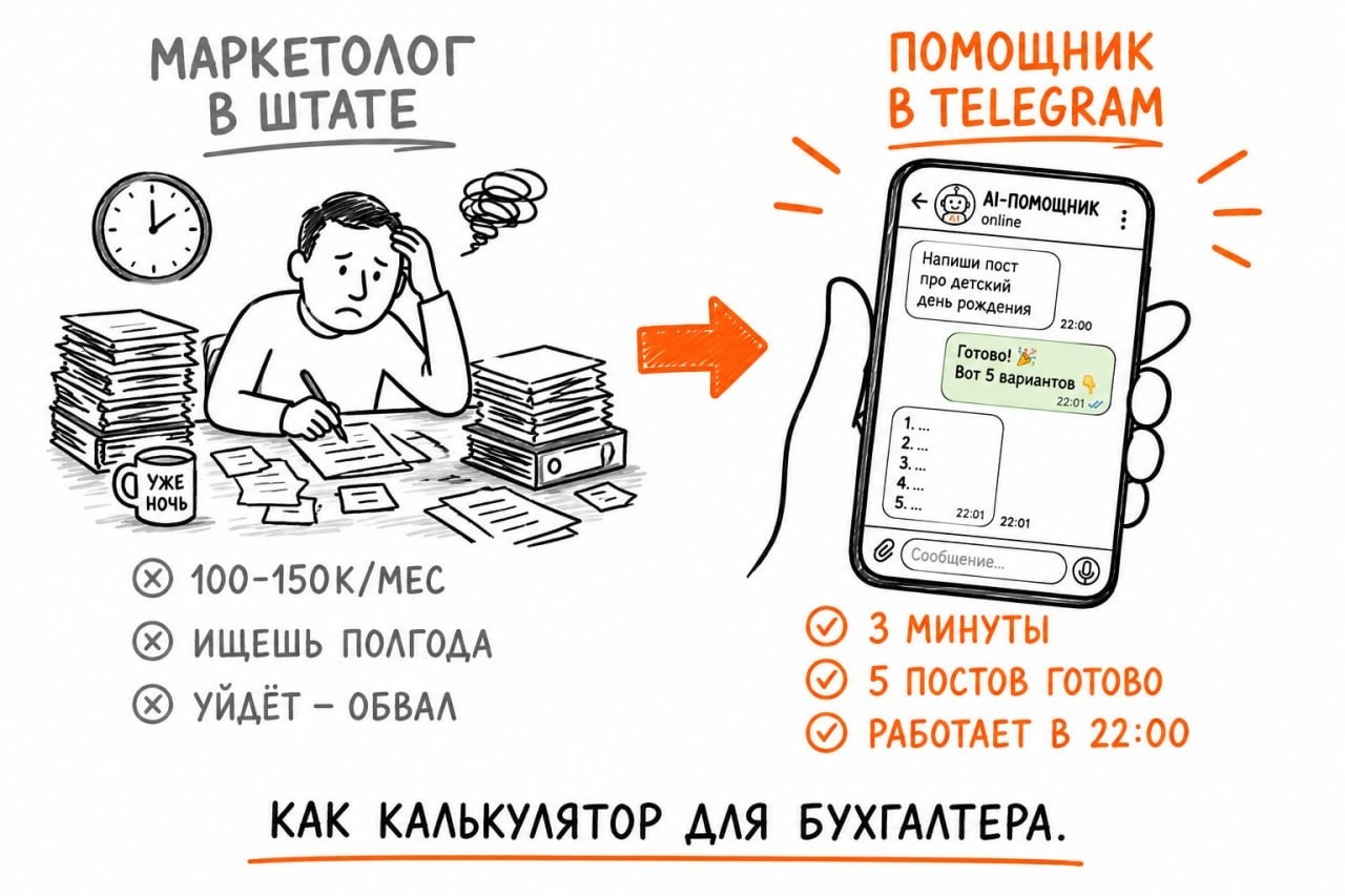 Маркетолог в штате против AI-помощника в Telegram — как калькулятор для бухгалтера