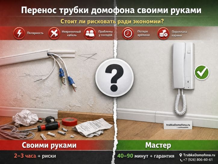 Перенос трубки домофона своими руками: стоит ли рисковать ради экономии