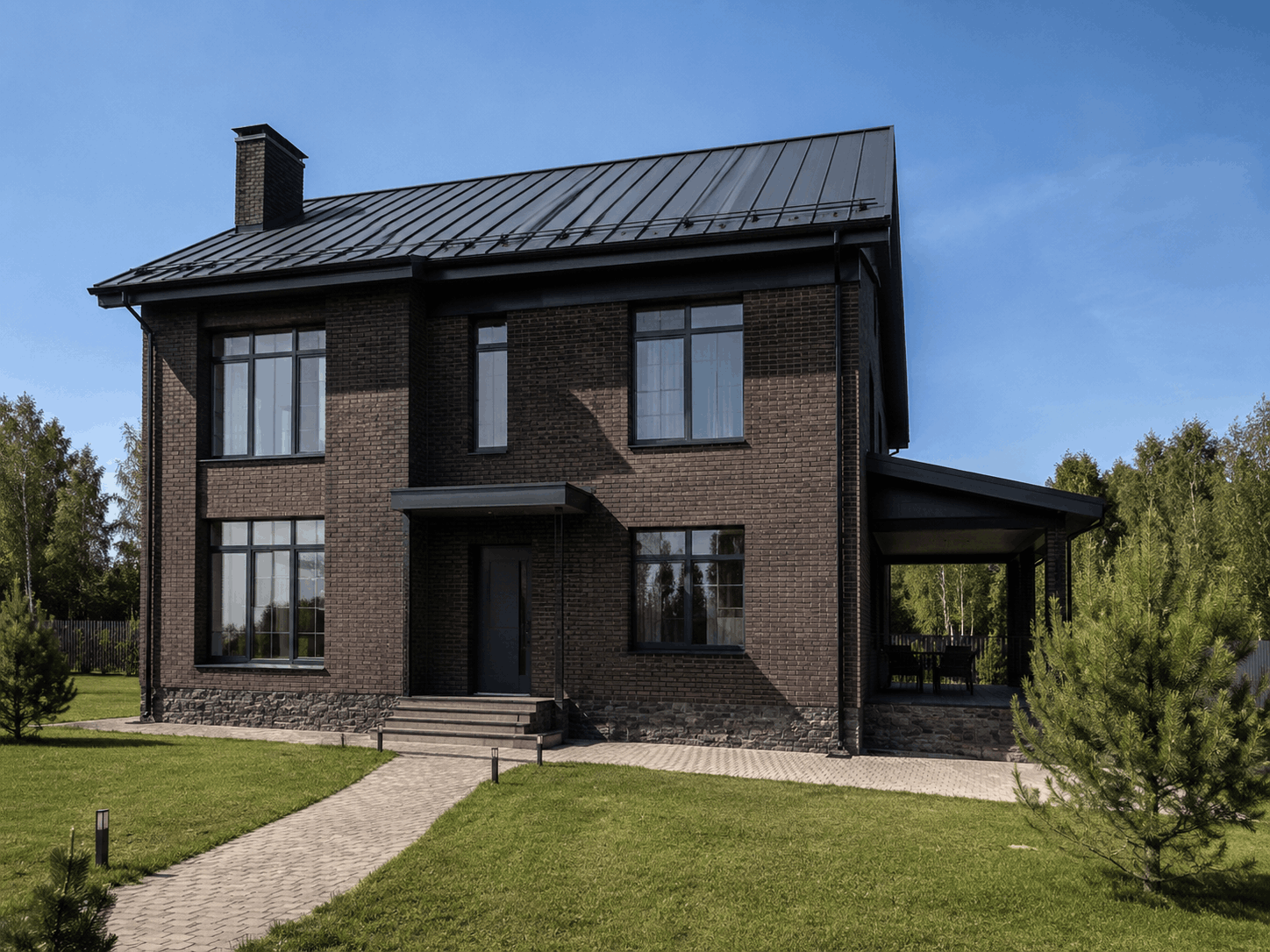 Nord Brick 196 — двухэтажный кирпичный дом с клинкерным фасадом 196 м²