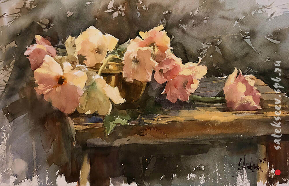 Tulips. 2018. Watercolor on paper, 36x56 cm