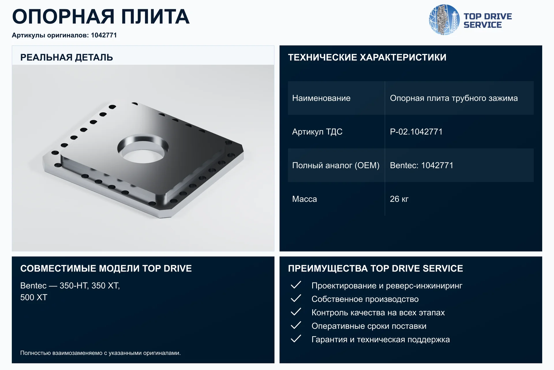 Опорная плита трубного зажима — OEM 1042771