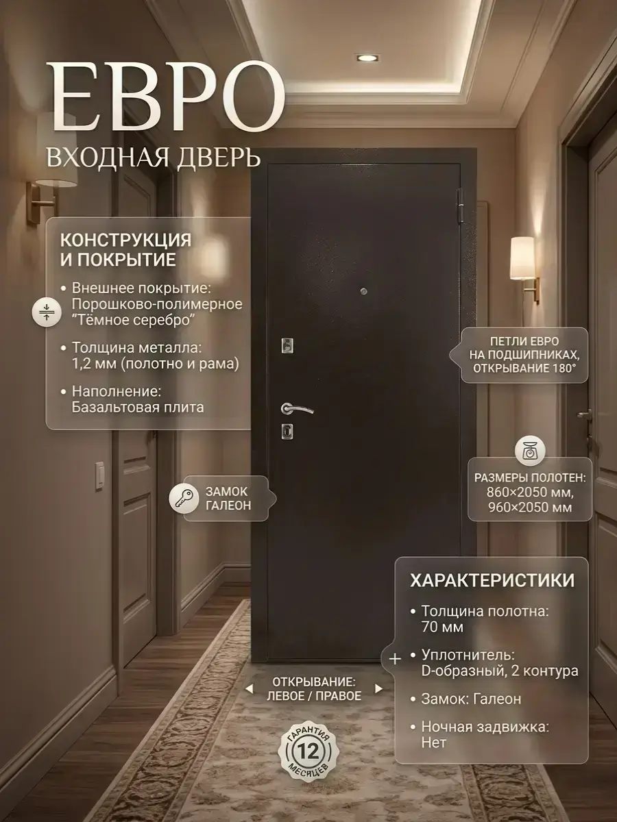 Входная дверь Евро Белый дуб