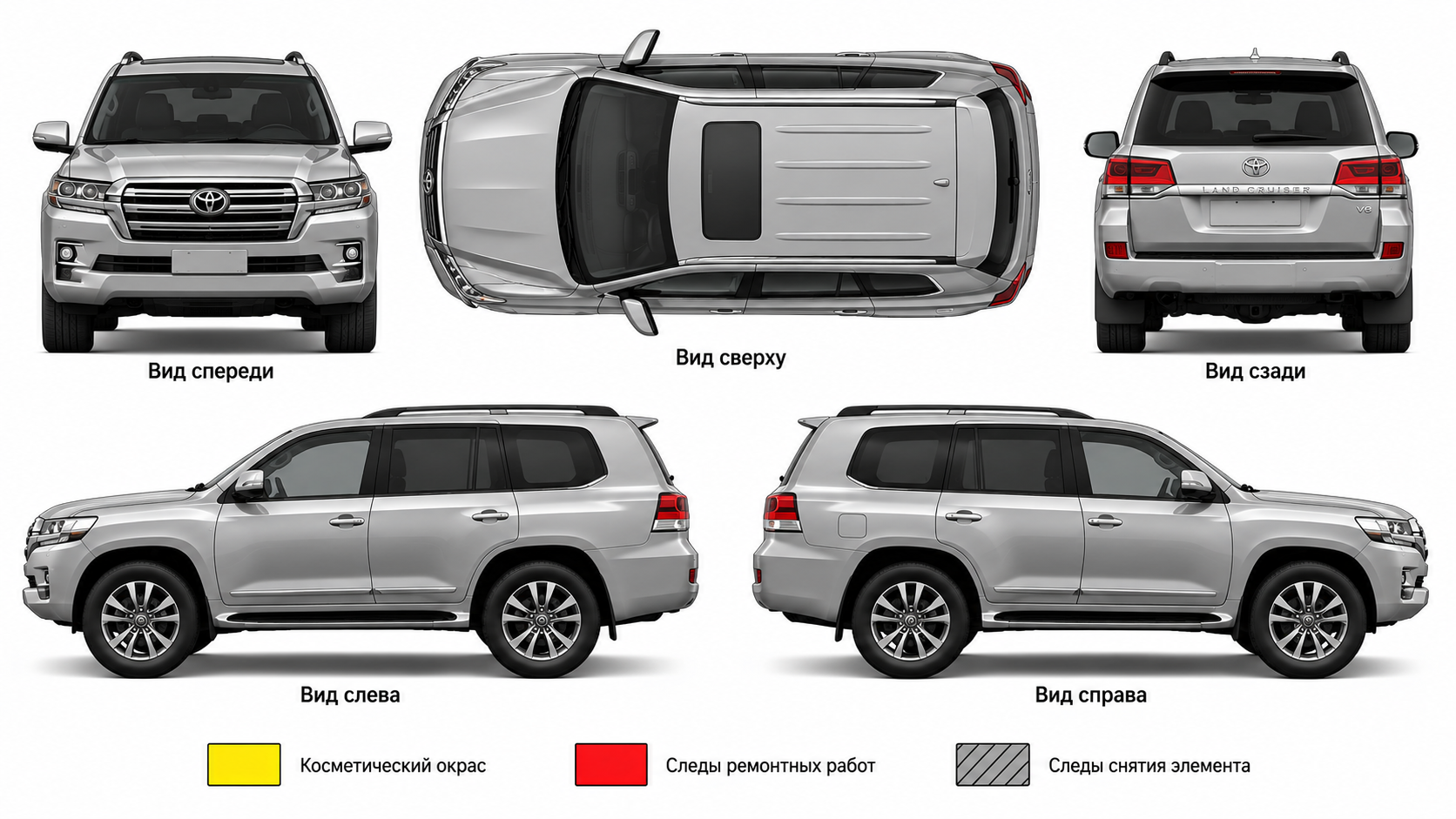 Карта состояния ЛКП кузова Toyota Land Cruiser 200
