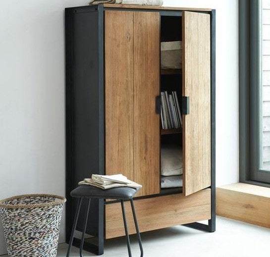 Купить шкаф в стиле лофт LOFT SH007 из металла и дерева на заказ в Москве, дизайнерские шкафы лофт Loft Style
