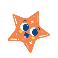 Оранжевая звезда улыбается,иллюстрация