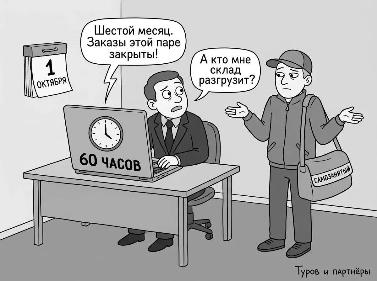 Платформа закрыла заказы самозанятому после 60 часов в месяц на одного заказчика